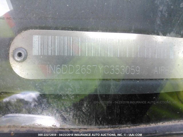 1N6DD26S7YC353059 - 2000 NISSAN FRONTIER KING CAB XE SILVER photo 9
