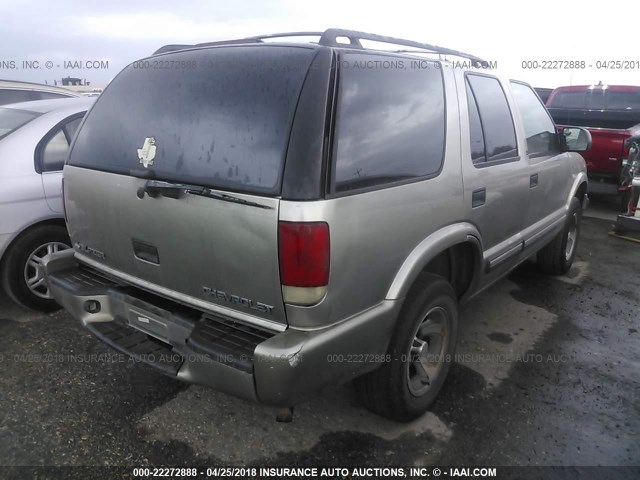 1GNCS13W512125862 - 2001 CHEVROLET BLAZER BEIGE photo 4