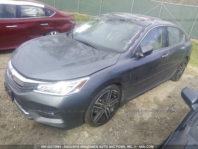 1HGCR3F91GA034142 - 2016 HONDA ACCORD TOURING GRAY photo 2