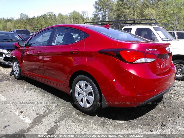 KMHDH4AE4GU512659 - 2016 HYUNDAI ELANTRA SE/SPORT/LIMITED RED photo 3