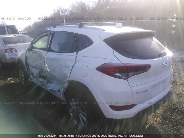 KM8J3CA44JU609189 - 2018 HYUNDAI TUCSON LIMITED/SPORT AND ECO/SE WHITE photo 3