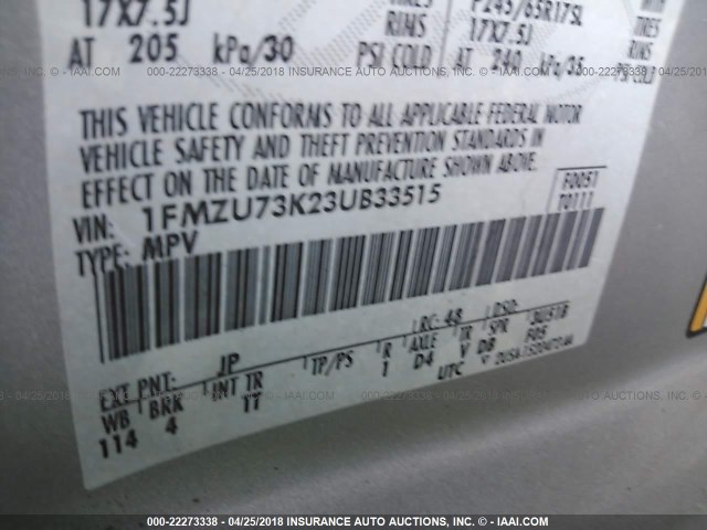 1FMZU73K23UB33515 - 2003 FORD EXPLORER XLT/XLT SPORT/NBX SILVER photo 9