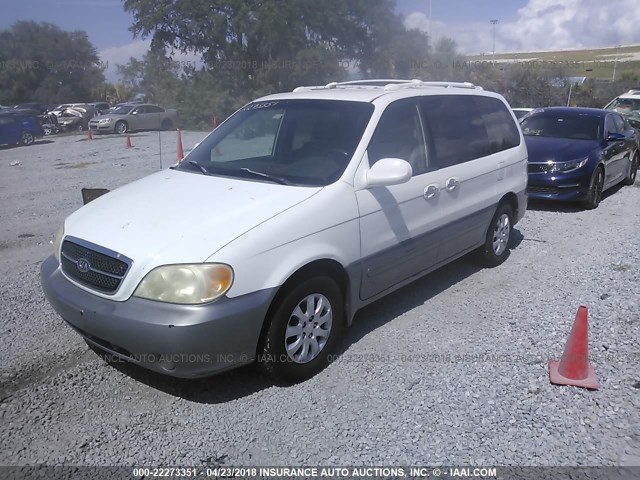 KNDUP131646567503 - 2004 KIA SEDONA EX/LX WHITE photo 2