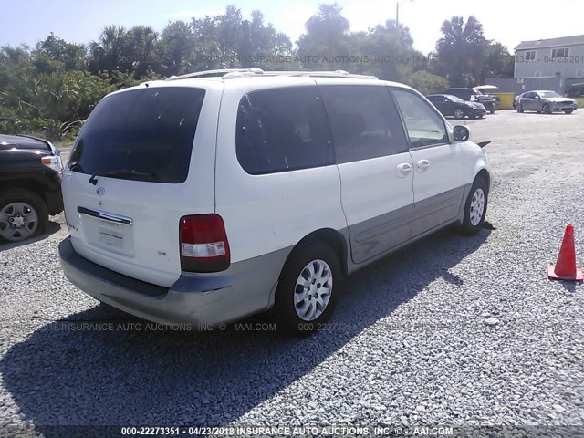 KNDUP131646567503 - 2004 KIA SEDONA EX/LX WHITE photo 4