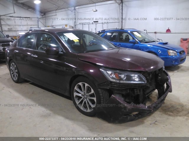 1HGCR2F51EA159422 - 2014 HONDA ACCORD SPORT BURGUNDY photo 1