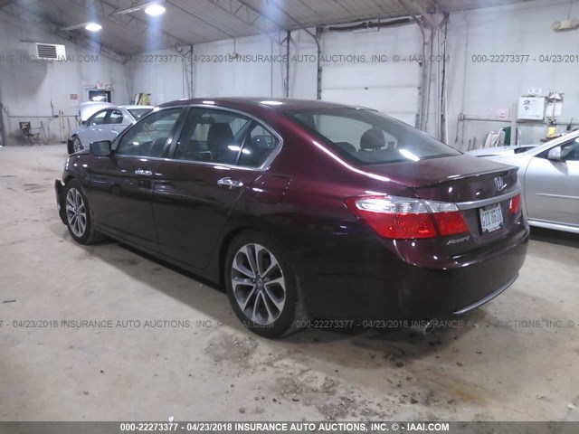 1HGCR2F51EA159422 - 2014 HONDA ACCORD SPORT BURGUNDY photo 3