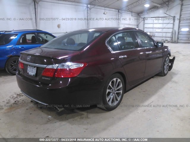 1HGCR2F51EA159422 - 2014 HONDA ACCORD SPORT BURGUNDY photo 4