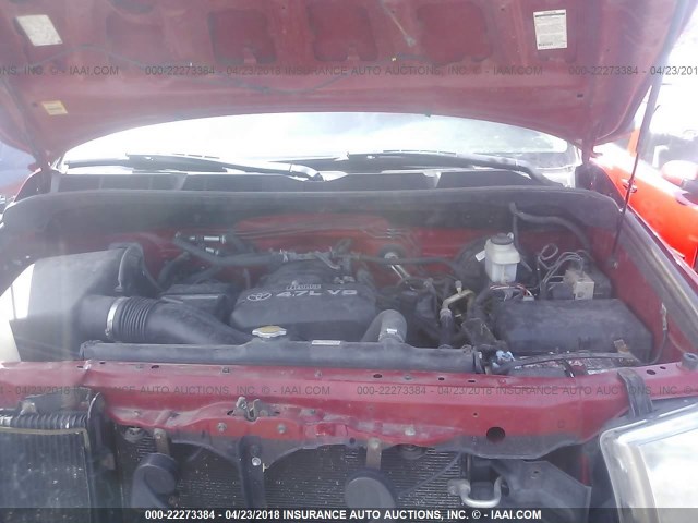 5TBBT54167S456066 - 2007 TOYOTA TUNDRA DOUBLE CAB SR5 RED photo 10