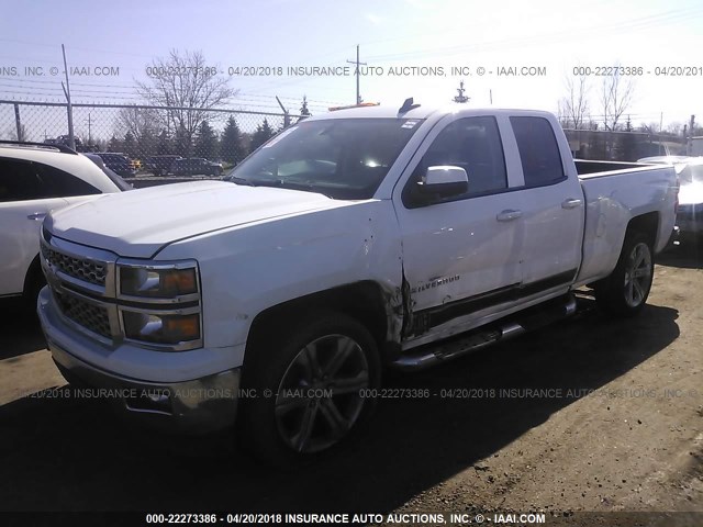 1GCVKREH0FZ187098 - 2015 CHEVROLET SILVERADO K1500 LT WHITE photo 2