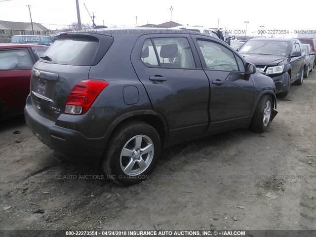 3GNCJNSB7GL277173 - 2016 CHEVROLET TRAX LS GRAY photo 4