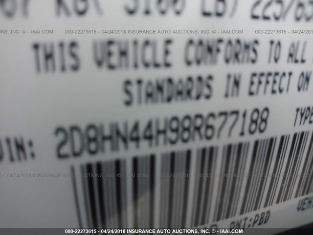 2D8HN44H98R677188 - 2008 DODGE GRAND CARAVAN SE BLUE photo 9