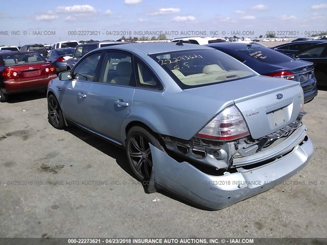 1FAHP24W08G119636 - 2008 FORD TAURUS SEL Light Blue photo 3