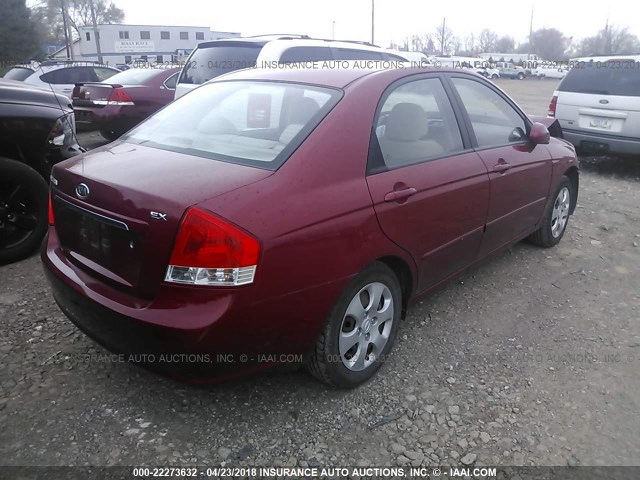 KNAFE221095660727 - 2009 KIA SPECTRA EX/LX/SX BURGUNDY photo 4