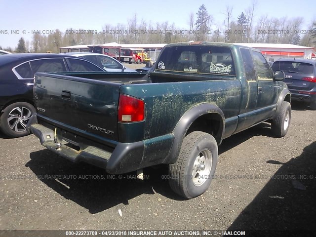 1GCCT19W1T8186672 - 1996 CHEVROLET S TRUCK S10 GREEN photo 4