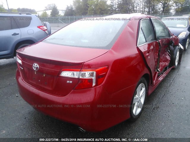 4T1BF1FKXEU826341 - 2014 TOYOTA CAMRY L/SE/LE/XLE RED photo 4