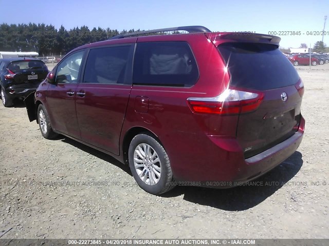 5TDYK3DC8FS568487 - 2015 TOYOTA SIENNA XLE/LIMITED BURGUNDY photo 3