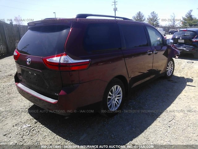 5TDYK3DC8FS568487 - 2015 TOYOTA SIENNA XLE/LIMITED BURGUNDY photo 4