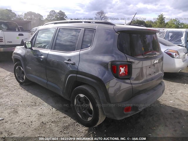 ZACCJAAB5HPF79217 - 2017 JEEP RENEGADE SPORT Մոխրագույն լուսանկար 3