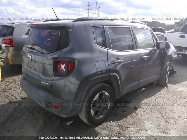 ZACCJAAB5HPF79217 - 2017 JEEP RENEGADE SPORT Մոխրագույն լուսանկար 4