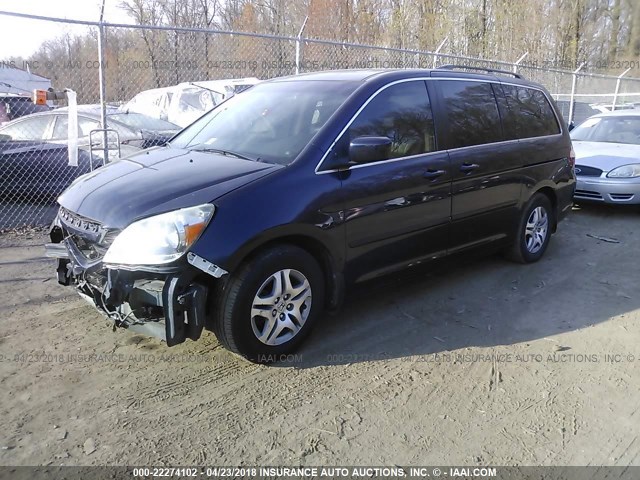 5FNRL38706B096823 - 2006 HONDA ODYSSEY EXL BLUE photo 2