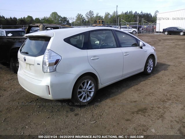 JTDZN3EU9EJ004832 - 2014 TOYOTA PRIUS V WHITE photo 4