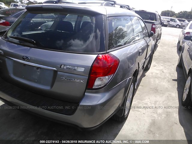 4S4BP61C186331142 - 2008 SUBARU OUTBACK 2.5I GRAY photo 4