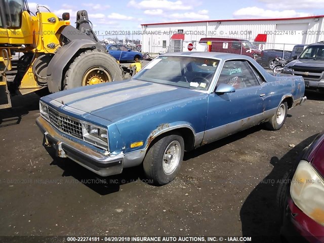 3GCCW80H0HS902118 - 1987 CHEVROLET EL CAMINO BLUE photo 2