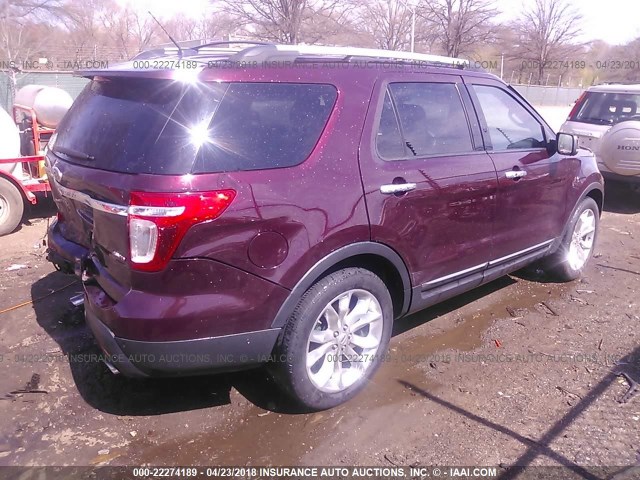 1FMHK8F82BGA75491 - 2011 FORD EXPLORER LIMITED 勃艮第红 照片 4