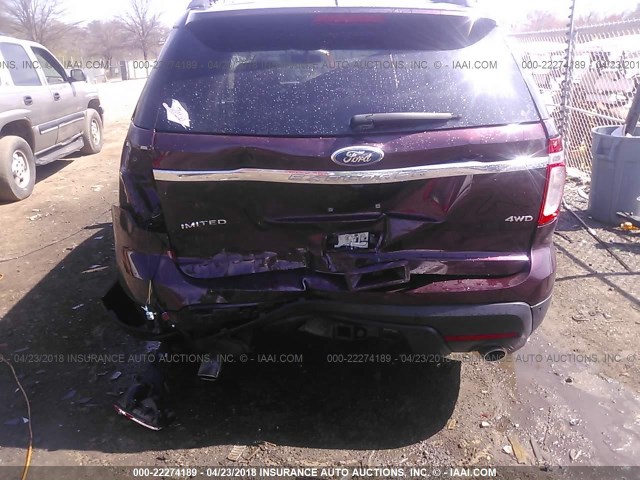 1FMHK8F82BGA75491 - 2011 FORD EXPLORER LIMITED 勃艮第红 照片 6