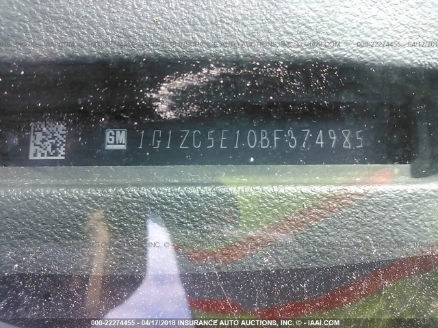 1G1ZC5E10BF374985 - 2011 CHEVROLET MALIBU 1LT ვერცხლისფერი ფოტო 9