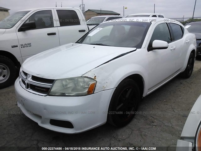 1C3CDZCB6CN237011 - 2012 DODGE AVENGER SXT WHITE photo 2