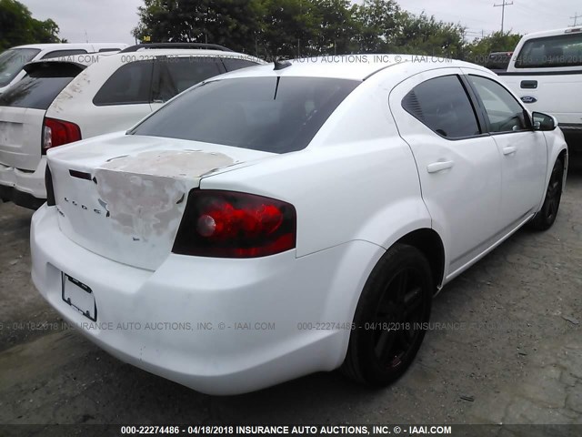 1C3CDZCB6CN237011 - 2012 DODGE AVENGER SXT WHITE photo 4