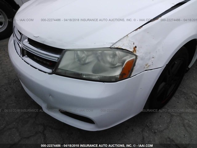 1C3CDZCB6CN237011 - 2012 DODGE AVENGER SXT WHITE photo 6