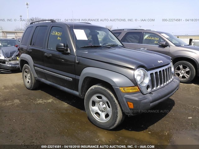 1J4GL48K55W614978 - 2005 JEEP LIBERTY SPORT Tünd qəhvəyi foto 1