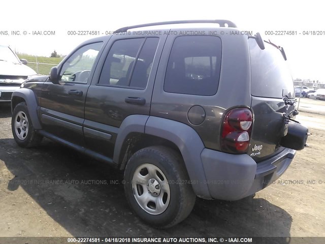 1J4GL48K55W614978 - 2005 JEEP LIBERTY SPORT Tünd qəhvəyi foto 3