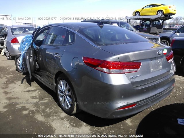 5XXGU4L33GG043451 - 2016 KIA OPTIMA EX GRAY photo 3