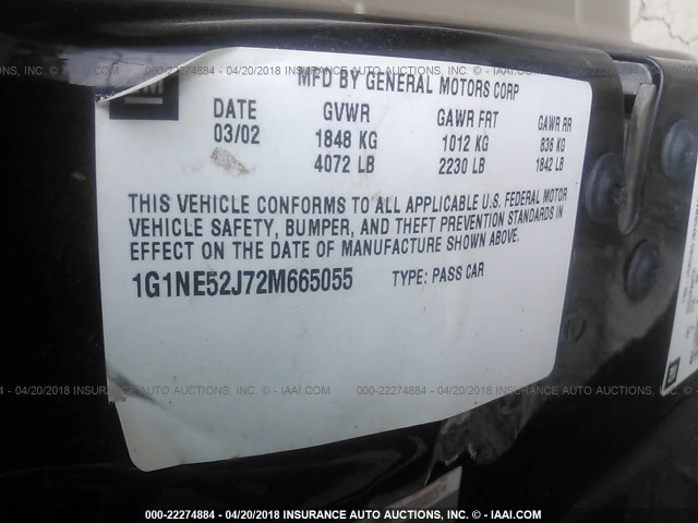 1G1NE52J72M665055 - 2002 CHEVROLET MALIBU LS 橙色 照片 9