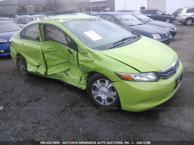 JHMFB4F33CS010140 - 2012 HONDA CIVIC HYBRID L GREEN photo 1