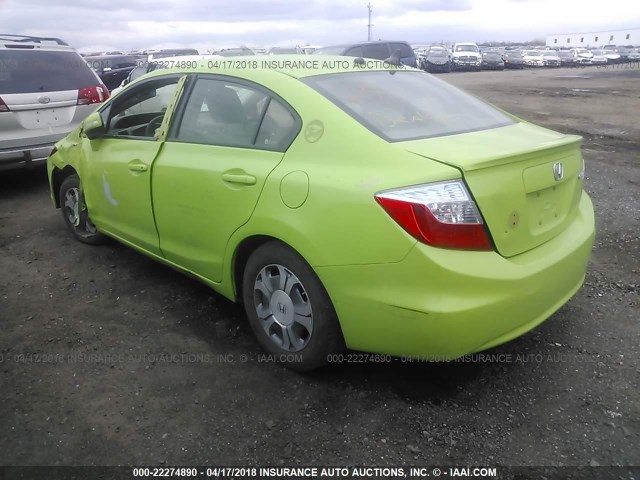 JHMFB4F33CS010140 - 2012 HONDA CIVIC HYBRID L GREEN photo 3