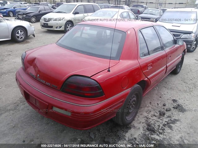 1G2NE55M7SC734382 - 1995 PONTIAC GRAND AM SE RED photo 4