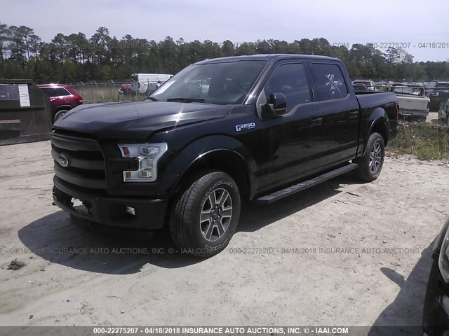 1FTEW1EFXFFB87423 - 2015 FORD F150 SUPERCREW BLACK photo 2