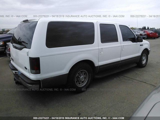 1FMNU40L91EB62950 - 2001 FORD EXCURSION XLT WHITE photo 4