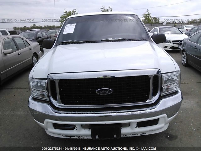 1FMNU40L91EB62950 - 2001 FORD EXCURSION XLT WHITE photo 6