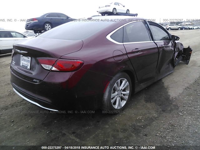 1C3CCCAB6GN153294 - 2016 CHRYSLER 200 LIMITED BURGUNDY photo 4