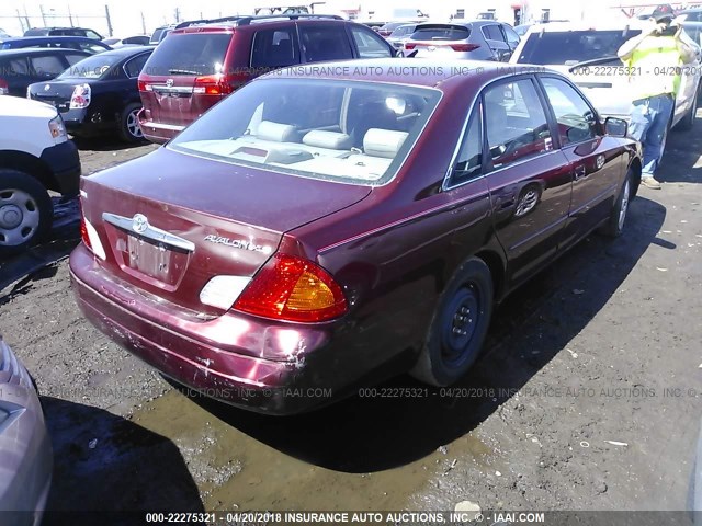 4T1BF28B7YU062648 - 2000 TOYOTA AVALON XL/XLS MAROON photo 4