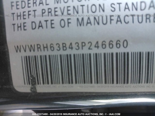 WVWRH63B43P246660 - 2003 VOLKSWAGEN PASSAT GLX 灰色 照片 9