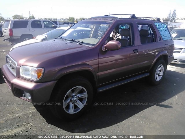 JN8DR09X03W706477 - 2003 NISSAN PATHFINDER LE/SE BURGUNDY photo 2