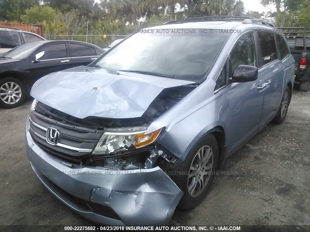 5FNRL5H63CB113600 - 2012 HONDA ODYSSEY EXL ლურჯი ფოტო 2