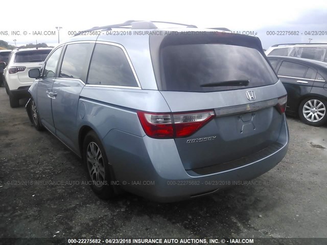 5FNRL5H63CB113600 - 2012 HONDA ODYSSEY EXL BLUE photo 3