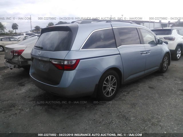 5FNRL5H63CB113600 - 2012 HONDA ODYSSEY EXL BLUE photo 4